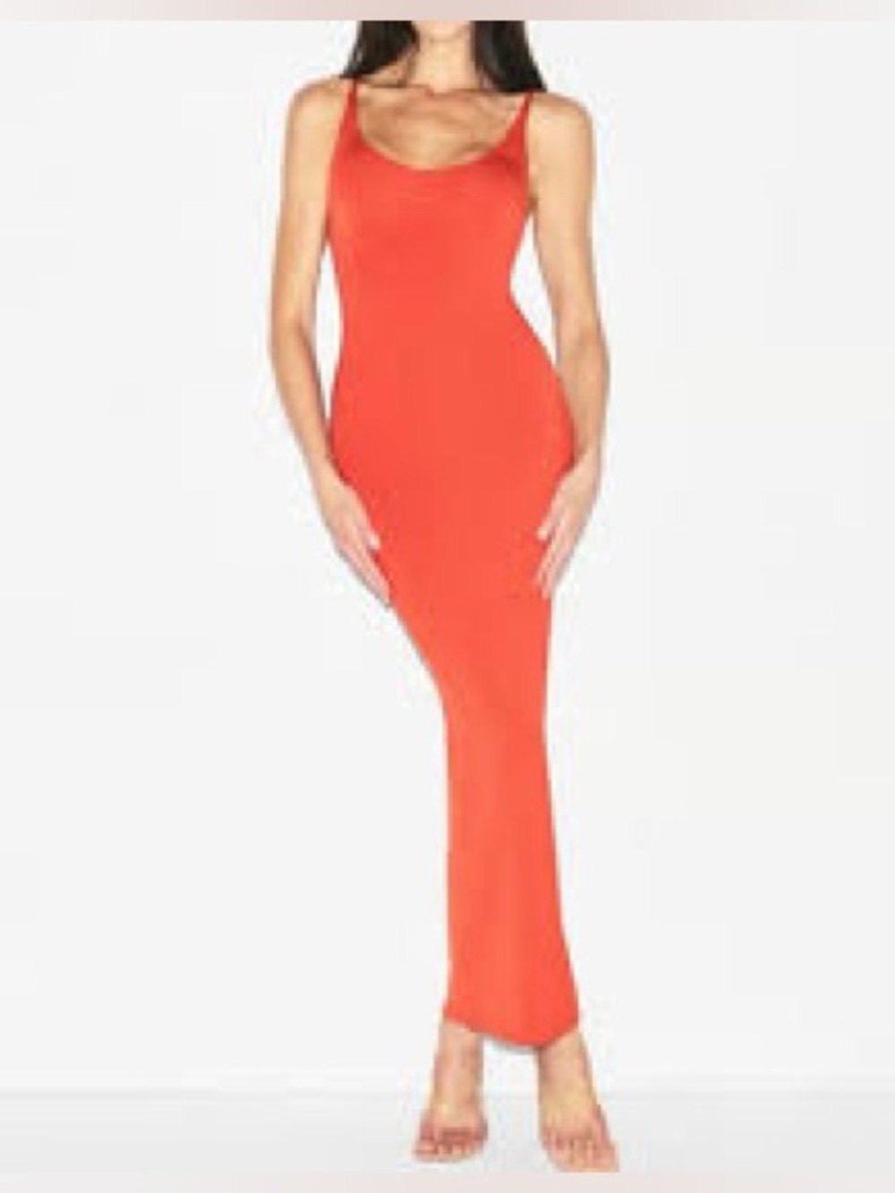 NWT SKIMS Soft Lounge Long Slip Dress in Orange